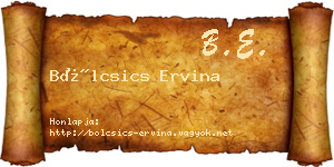 Bölcsics Ervina névjegykártya